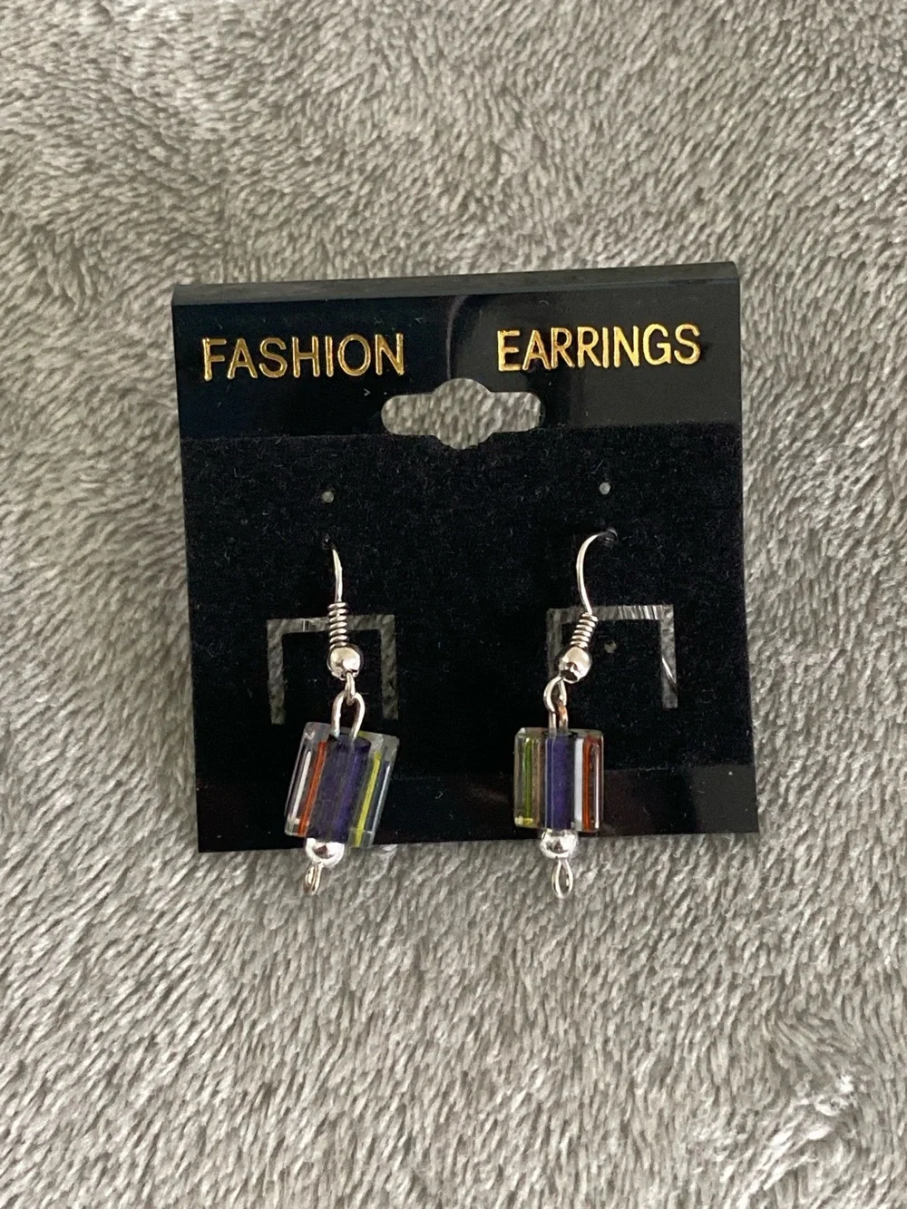 Square glass bead earrings